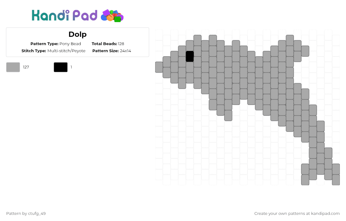 Dolp - Pony Bead Pattern by ctufg_49 on Kandi Pad - beige,dolphin,animal,sea