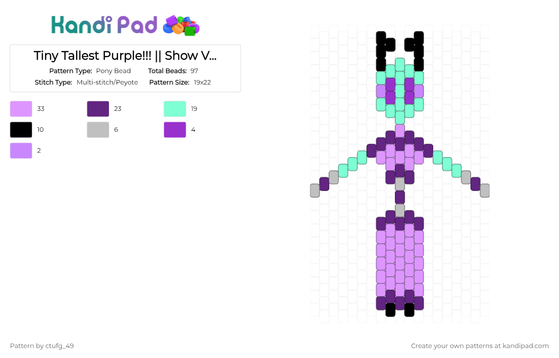 Tiny Tallest Purple!!! || Show Version - Pony Bead Pattern by ctufg_49 on Kandi Pad - pink,purple,invader zim,iz,almighty tallest,invader zim tallest,iz almighty tallests,tallest purple,iz purple