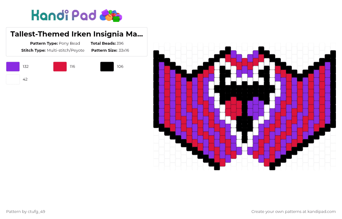 Tallest-Themed Irken Insignia Mask! || Invader Zim - Pony Bead Pattern by ctufg_49 on Kandi Pad - purple,red,mask,invader zim,irken,irken insignia,irken insignia iz,almighty tallest,tallest iz