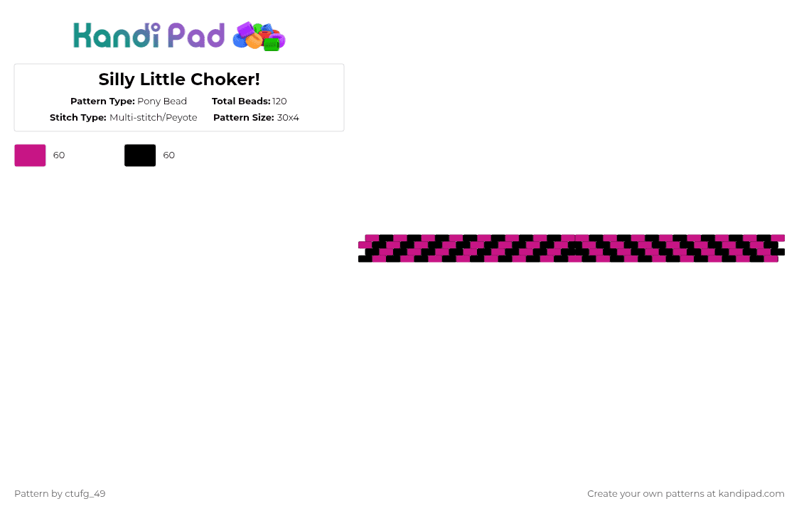 Silly Little Choker! - Pony Bead Pattern by ctufg_49 on Kandi Pad - pink,black,choker,flat stitch