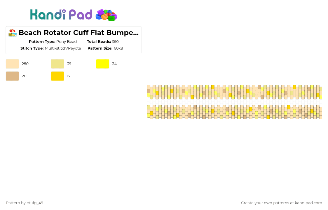 🏖 Beach Rotator Cuff Flat Bumpers 🏖 - Pony Bead Pattern by ctufg_49 on Kandi Pad - beige,rotator,rotator cuff,3d kandi,bumpers,flat bumpers