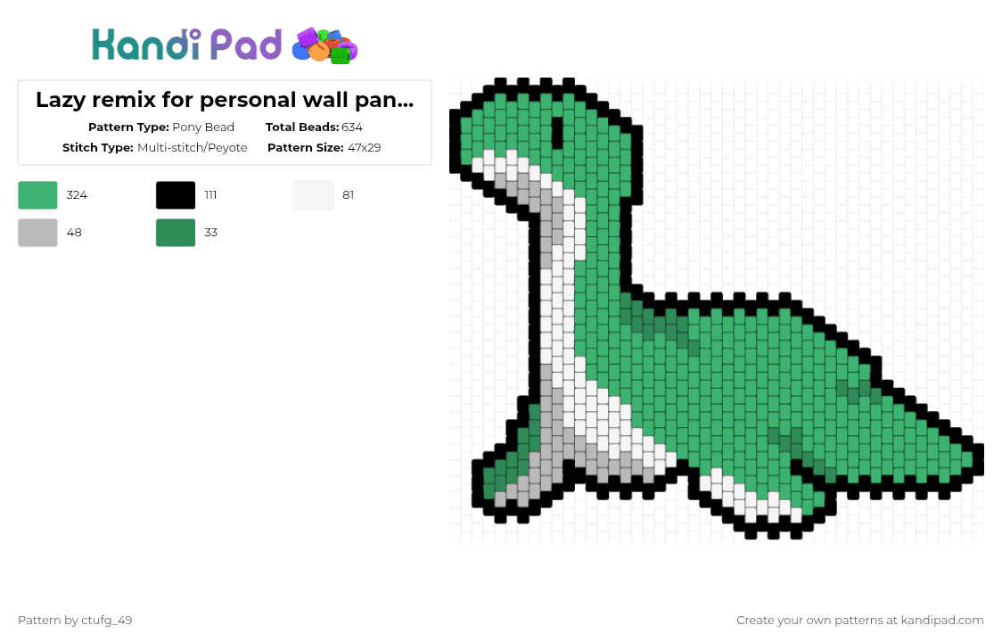Lazy remix for personal wall panel, will delete later - Pony Bead Pattern by ctufg_49 on Kandi Pad - green