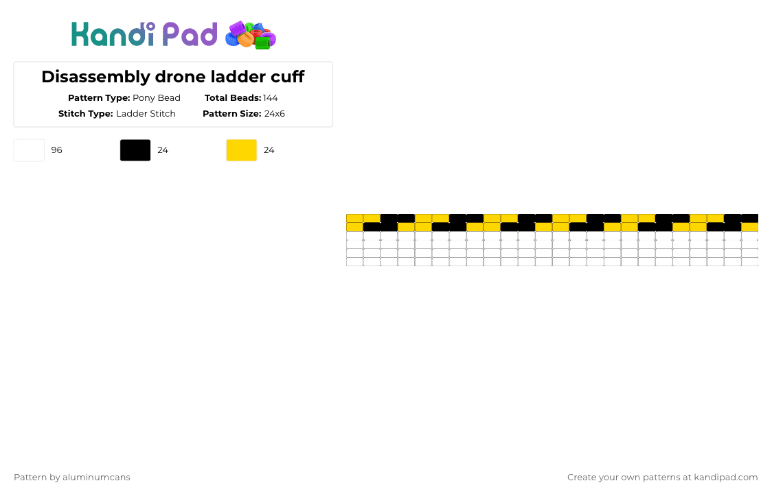 Disassembly drone ladder cuff - Pony Bead Pattern by aluminumcans on Kandi Pad - white,murder drones,disassembly drone
