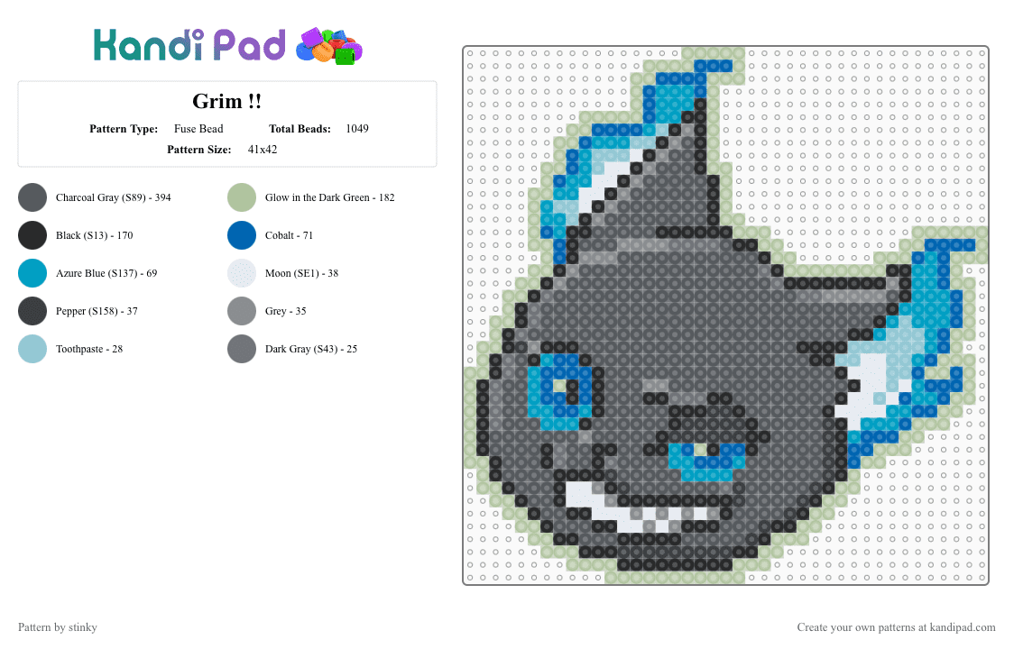 Grim !! - Fuse Bead Pattern by stinky on Kandi Pad - gray,twisted wonderland