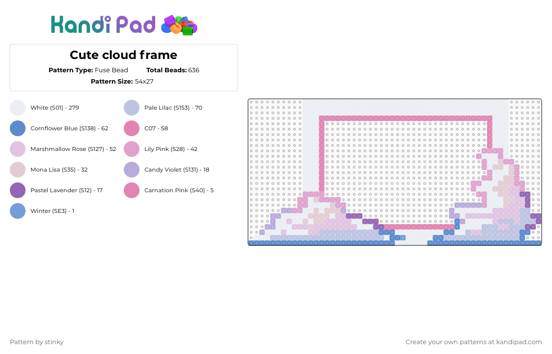 Cute cloud frame - Fuse Bead Pattern by stinky on Kandi Pad - pink