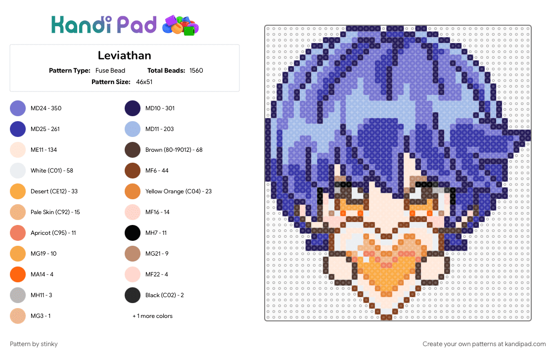 Leviathan - Fuse Bead Pattern by stinky on Kandi Pad - blue, light blue, purple