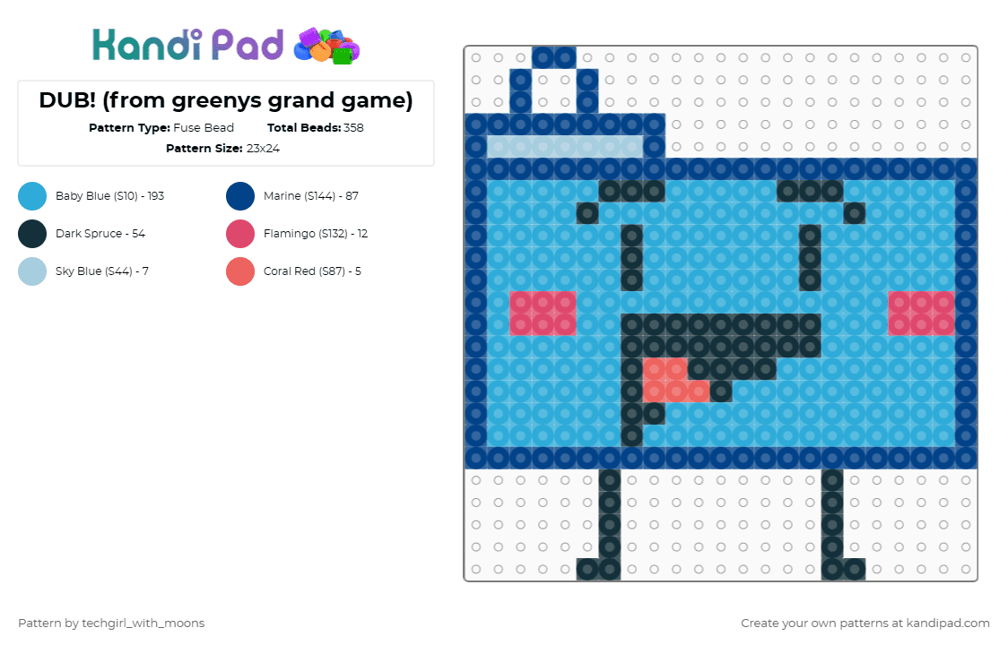 DUB! (from greenys grand game) - Fuse Bead Pattern by techgirl_with_moons on Kandi Pad - light blue