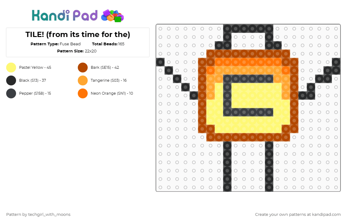 TILE! (from its time for the) - Fuse Bead Pattern by techgirl_with_moons on Kandi Pad - red,yellow