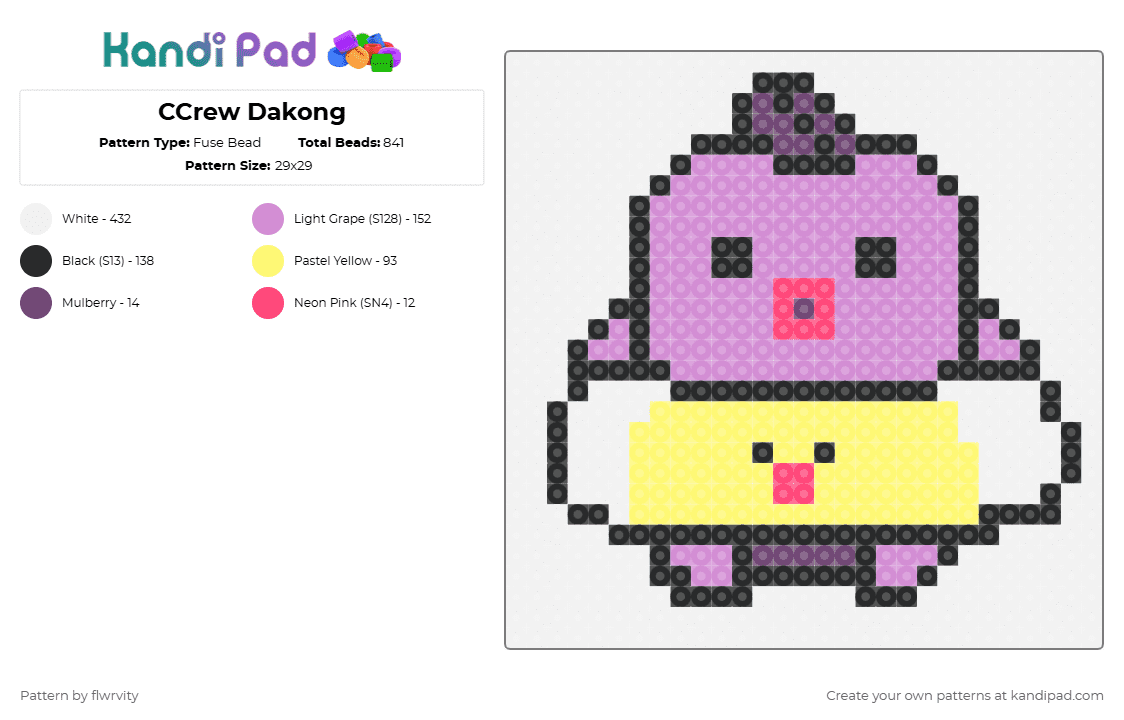 CCrew Dakong - Fuse Bead Pattern by flwrvity on Kandi Pad - white,pink,yellow,kpop,cravity,ccrew,cute