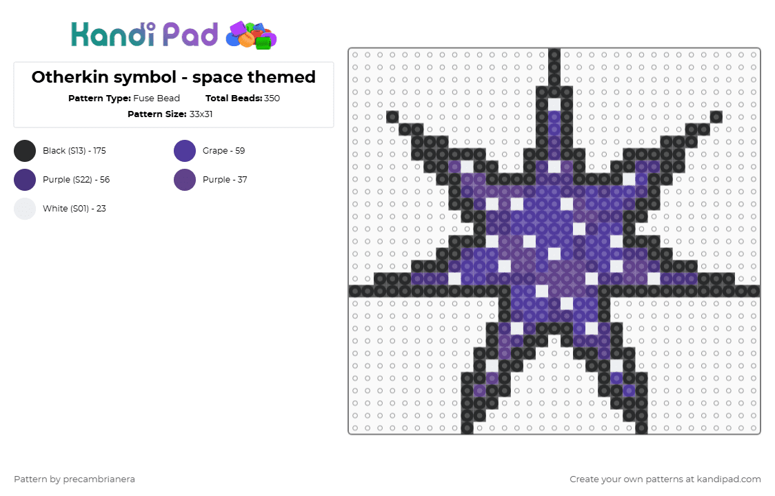 Otherkin symbol - space themed - Fuse Bead Pattern by precambrianera on Kandi Pad - purple