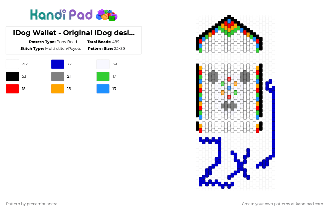 IDog Wallet - Original IDog design from momijimatcha - Pony Bead Pattern by precambrianera on Kandi Pad - white,purple,idog,ipod,wallet