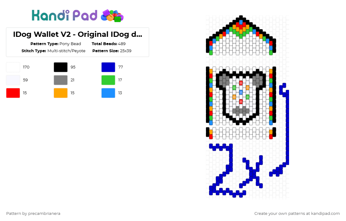 IDog Wallet V2 - Original IDog design from momijimatcha - Pony Bead Pattern by precambrianera on Kandi Pad - white,purple,idog,ipod,wallet