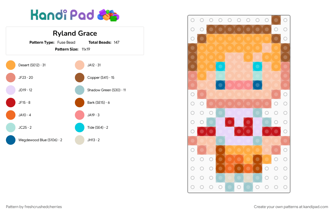 Ryland Grace - Fuse Bead Pattern by freshcrushedcherries on Kandi Pad - beige, charm, grace, orange, person, phm, project hail mary, ryland