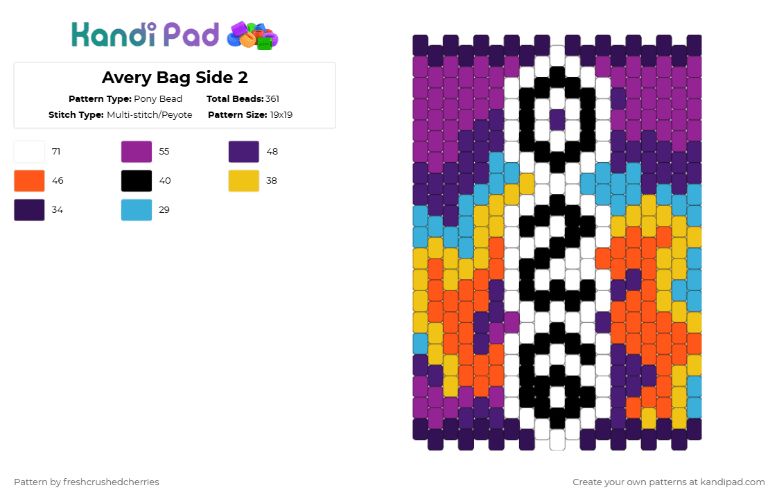 Avery Bag Side 2 - Pony Bead Pattern by freshcrushedcherries on Kandi Pad - purple,pink
