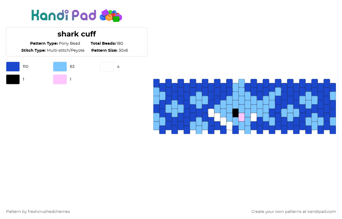shark cuff - Pony Bead Pattern by freshcrushedcherries on Kandi Pad - light blue,blue