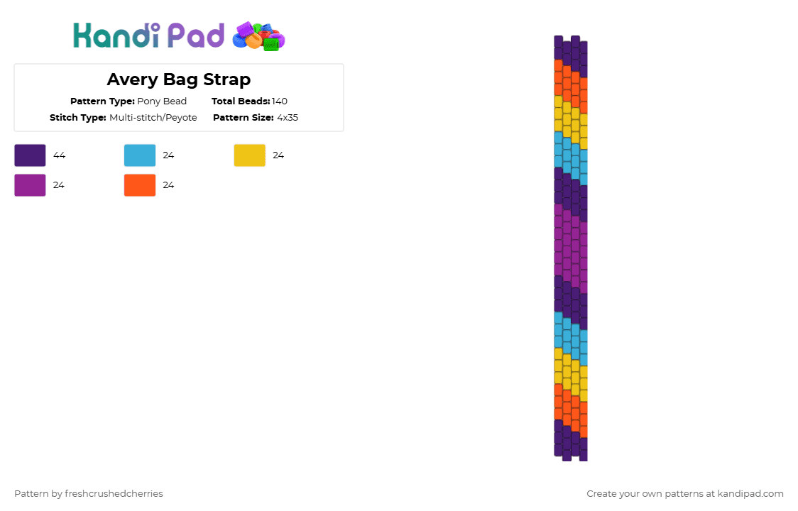 Avery Bag Strap - Pony Bead Pattern by freshcrushedcherries on Kandi Pad - purple