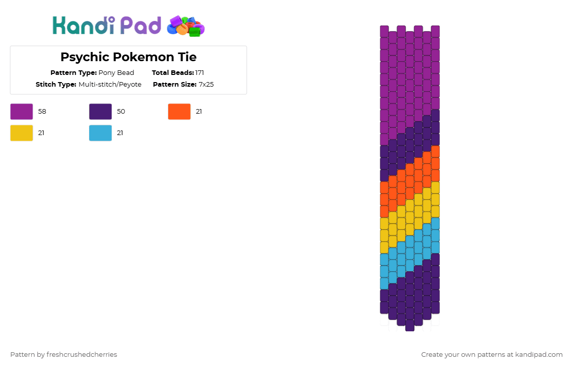 Psychic Pokemon Tie - Pony Bead Pattern by freshcrushedcherries on Kandi Pad - pink,purple