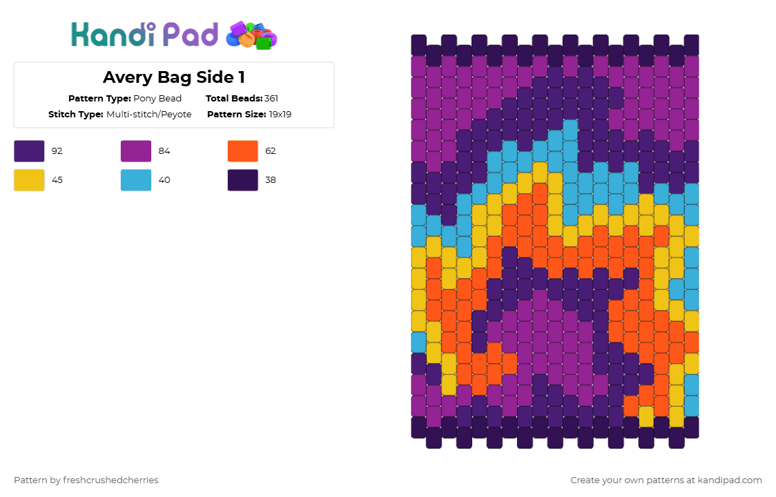 Avery Bag Side 1 - Pony Bead Pattern by freshcrushedcherries on Kandi Pad - purple,pink