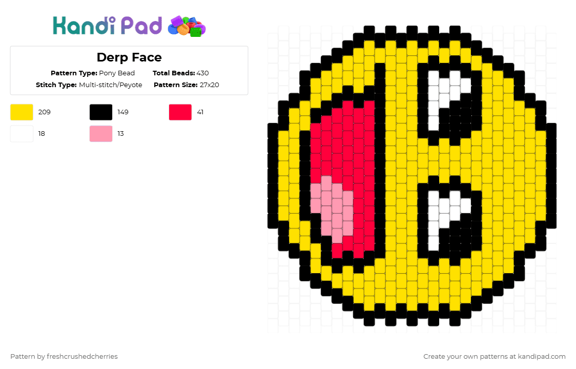 Derp Face - Pony Bead Pattern by freshcrushedcherries on Kandi Pad - yellow