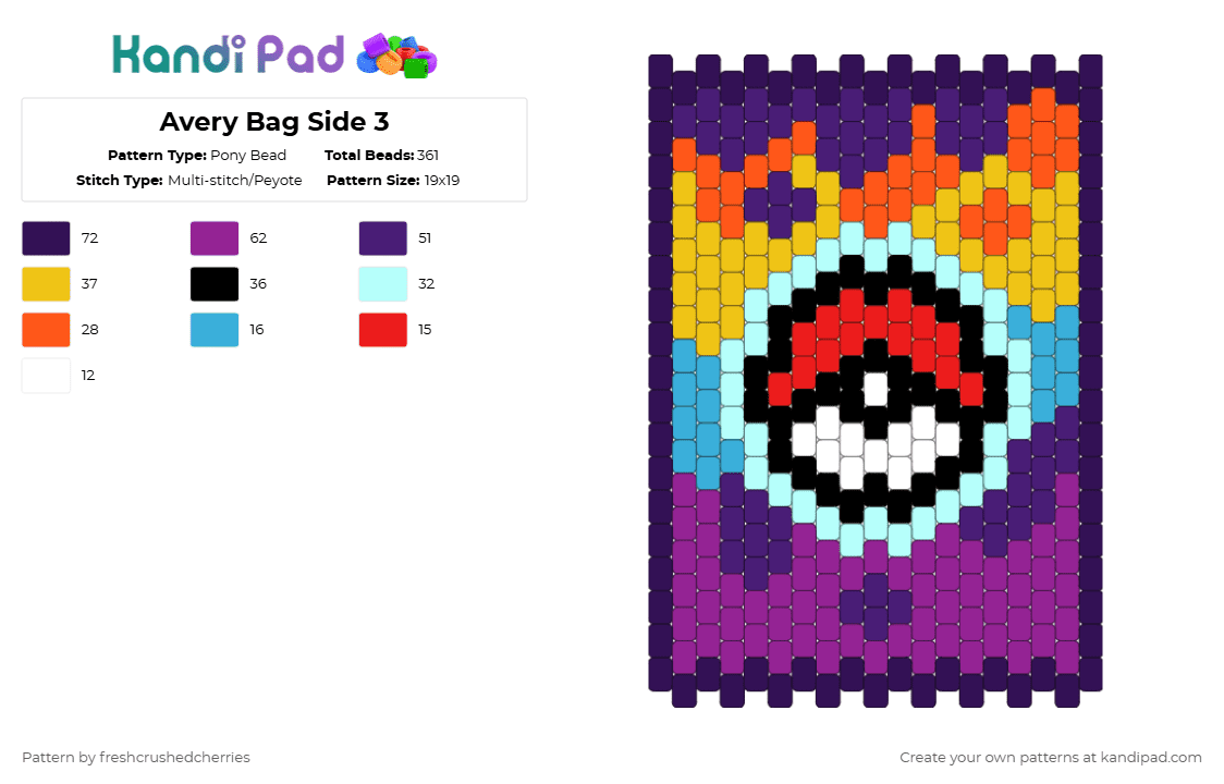 Avery Bag Side 3 - Pony Bead Pattern by freshcrushedcherries on Kandi Pad - purple,light blue,pink