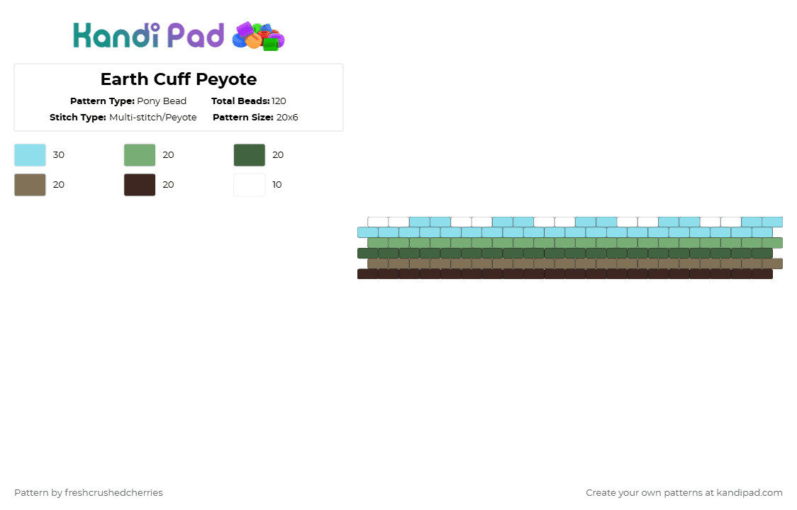 Earth Cuff Peyote - Pony Bead Pattern by freshcrushedcherries on Kandi Pad - light blue,nature,dirt,minecraft,earth,sky,cloud,grass
