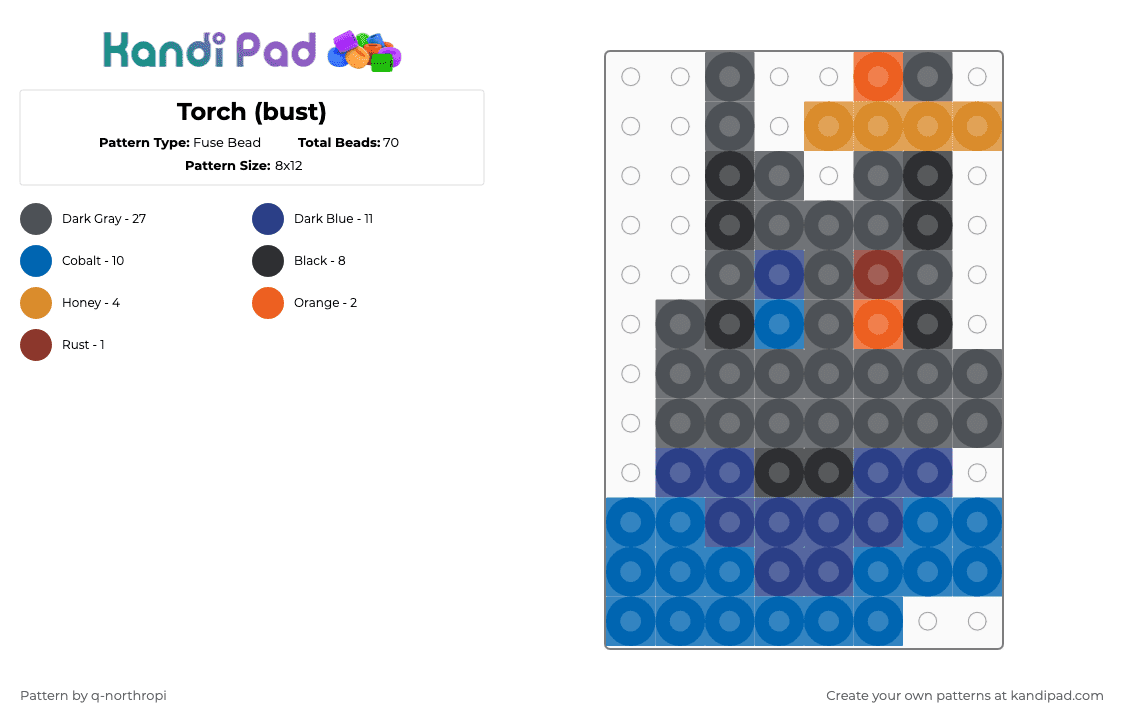 Torch (bust) - Fuse Bead Pattern by q-northropi on Kandi Pad - 