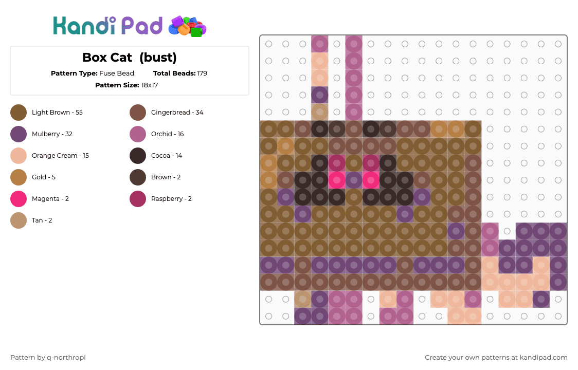 Box Cat  (box) (full) - Fuse Bead Pattern by q-northropi on Kandi Pad - tan,pink