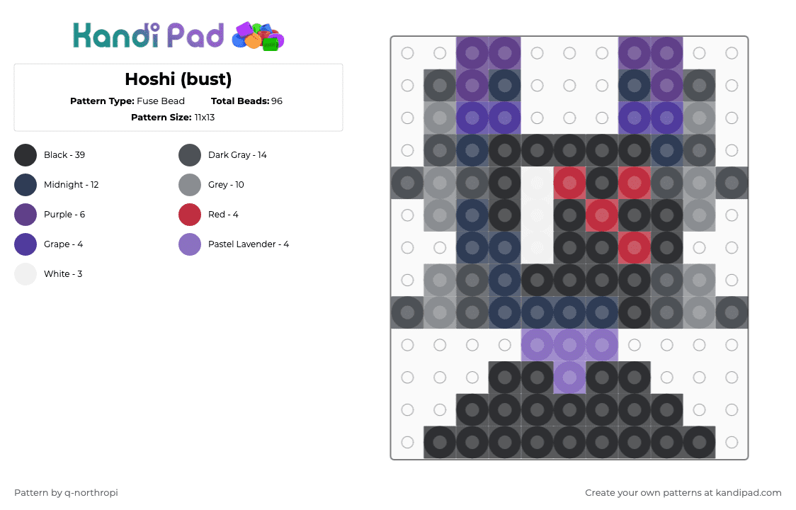 Hoshi (bust) - Fuse Bead Pattern by q-northropi on Kandi Pad - 