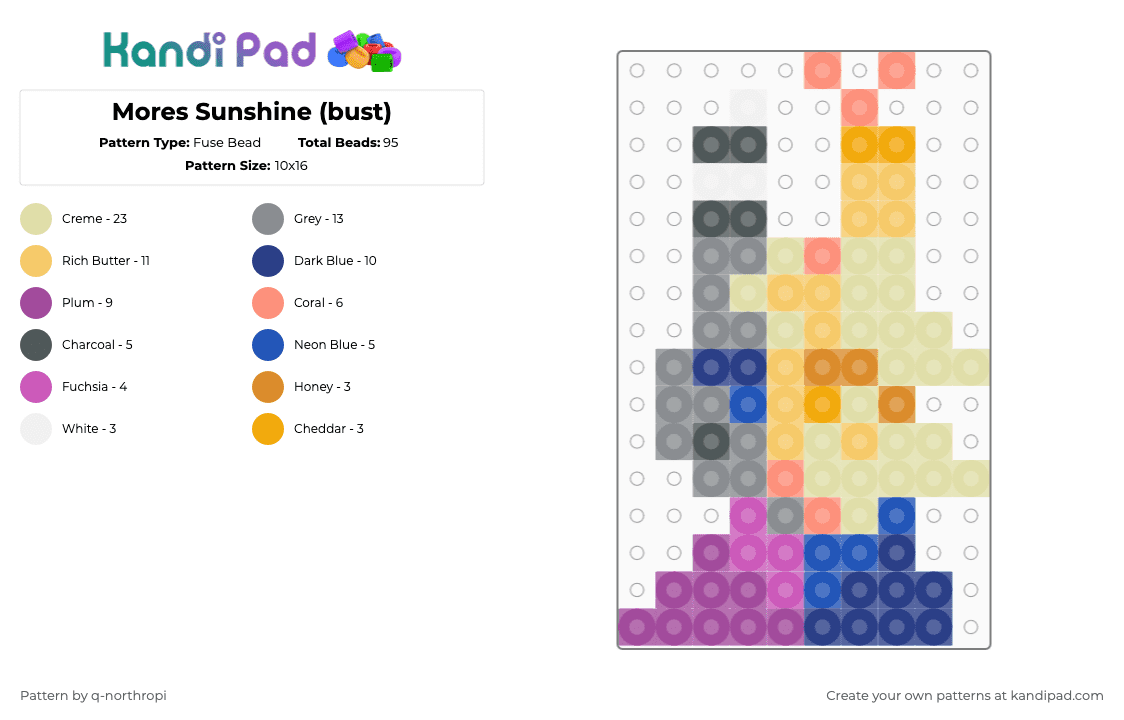 Mores Sunshine (bust) - Fuse Bead Pattern by q-northropi on Kandi Pad - 