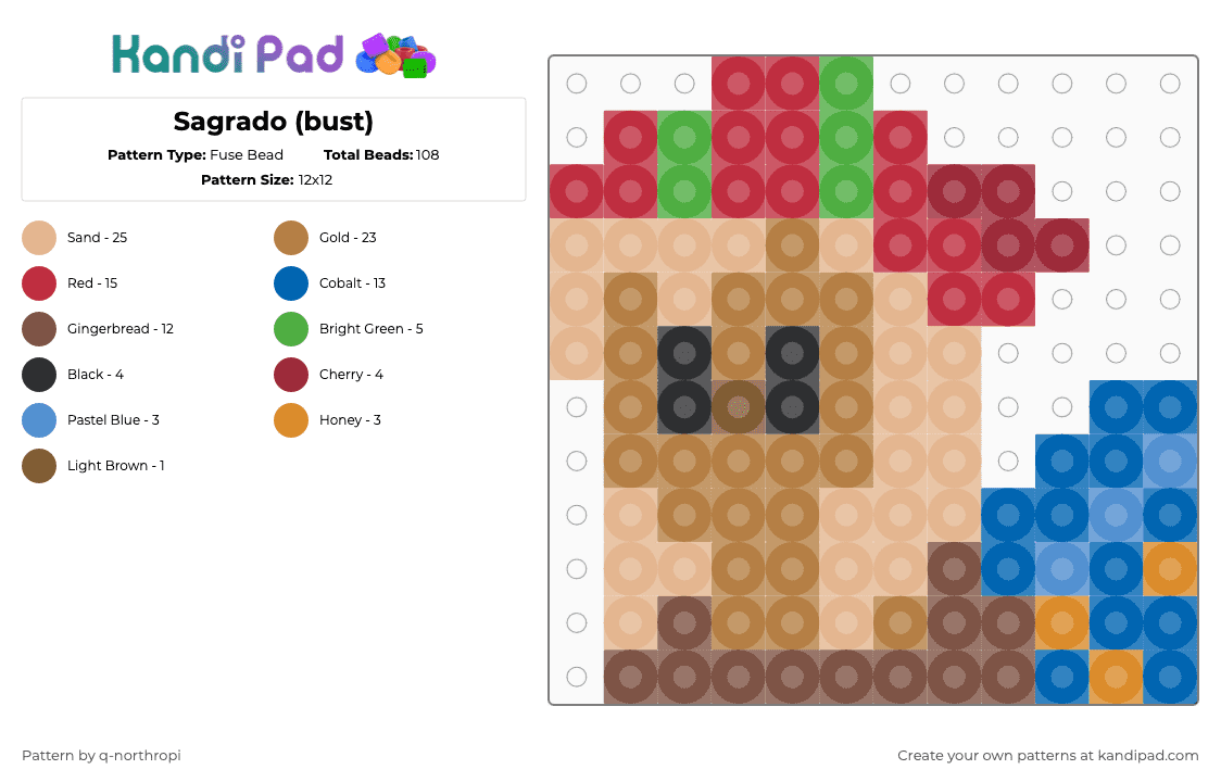 Sagrado (bust) - Fuse Bead Pattern by q-northropi on Kandi Pad - 