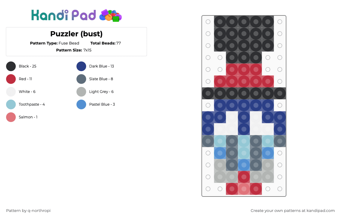 Puzzler (bust) - Fuse Bead Pattern by q-northropi on Kandi Pad - blue,red