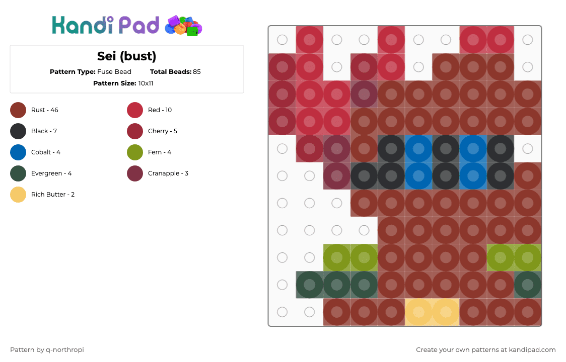 Sei (bust) - Fuse Bead Pattern by q-northropi on Kandi Pad - 