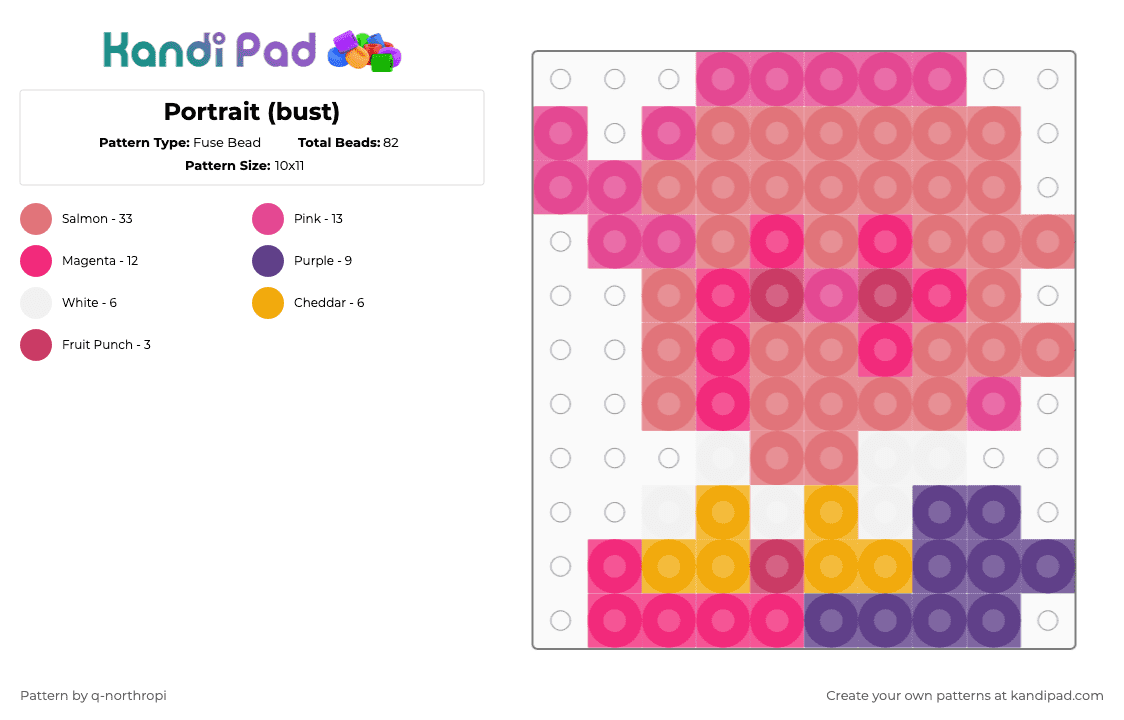 Portrait (bust) - Fuse Bead Pattern by q-northropi on Kandi Pad - pink,red