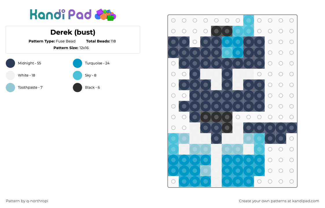 Derek (bust) - Fuse Bead Pattern by q-northropi on Kandi Pad - 