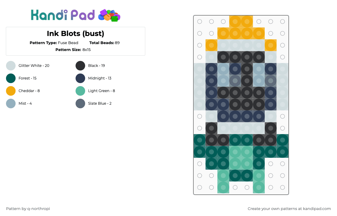Ink Blots (bust) - Fuse Bead Pattern by q-northropi on Kandi Pad - purple,gray