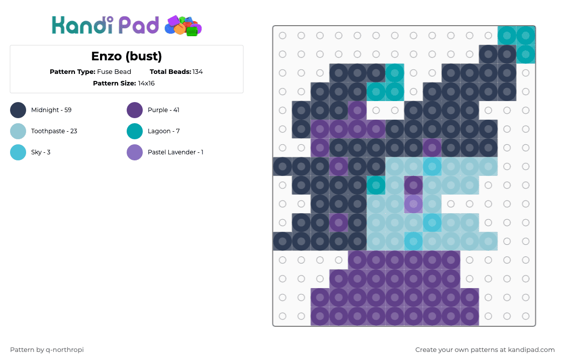 Enzo (bust) - Fuse Bead Pattern by q-northropi on Kandi Pad - purple