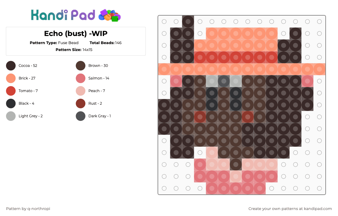 Echo (bust) -WIP - Fuse Bead Pattern by q-northropi on Kandi Pad - 