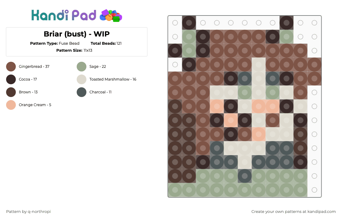 Briar (bust) - WIP - Fuse Bead Pattern by q-northropi on Kandi Pad - 