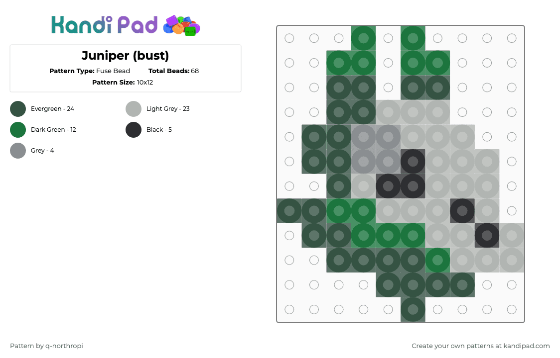Juniper (bust) - Fuse Bead Pattern by q-northropi on Kandi Pad - 