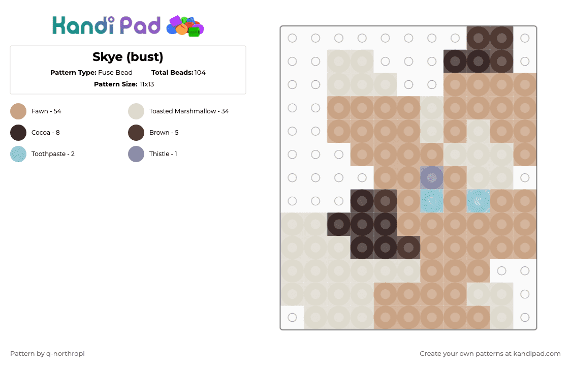Skye (bust) - Fuse Bead Pattern by q-northropi on Kandi Pad - 