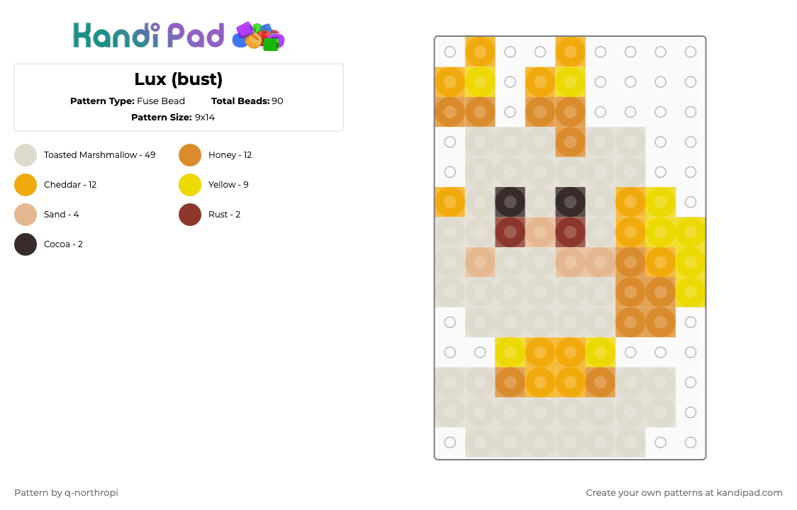 Lux (bust) - Fuse Bead Pattern by q-northropi on Kandi Pad - 