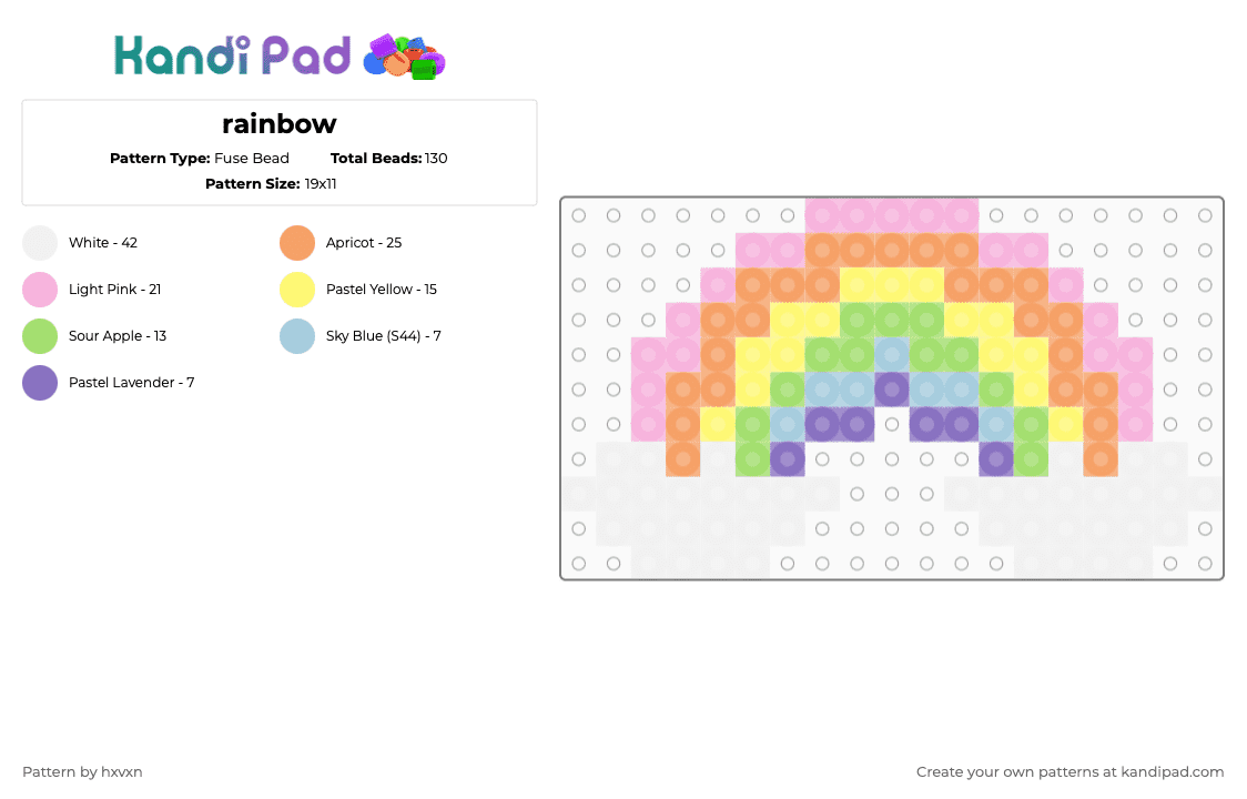 rainbow - Fuse Bead Pattern by hxvxn on Kandi Pad - pink,orange,yellow