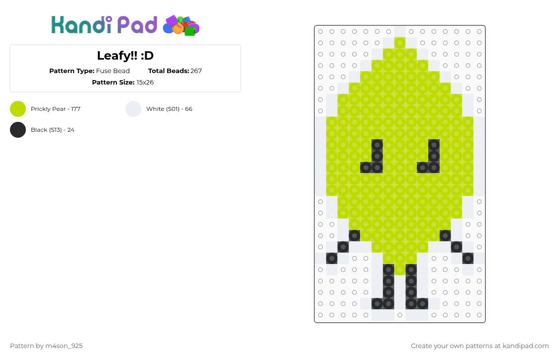 Leafy!! :D - Fuse Bead Pattern by m4son_925 on Kandi Pad - osc,leafy,bfdi,idfb,bfb,bfdia,tpot,object shows