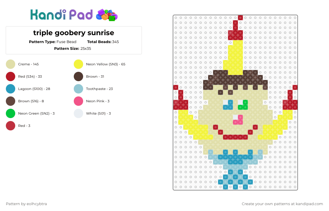 triple goobery sunrise - Fuse Bead Pattern by eolhcybtra on Kandi Pad - yellow