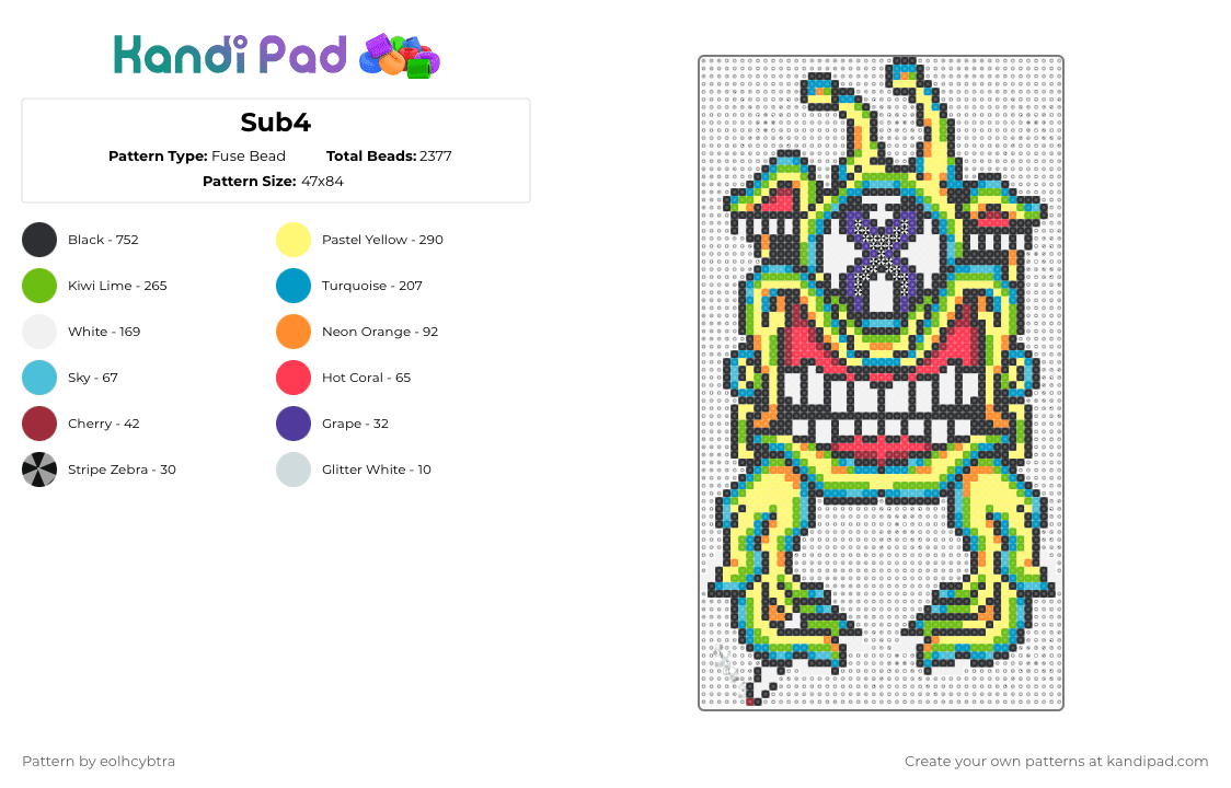 subtronics excision eye - Fuse Bead Pattern by eolhcybtra on Kandi Pad - subtronics,excision,mashup,dj,music,edm,cyclops