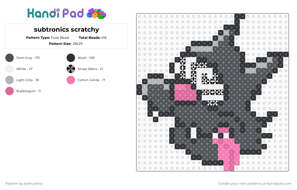 subtronics scratchy - Fuse Bead Pattern by eolhcybtra on Kandi Pad - gray