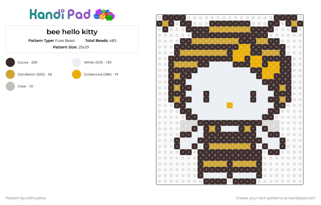 bee hello kitty - Fuse Bead Pattern by eolhcybtra on Kandi Pad - brown