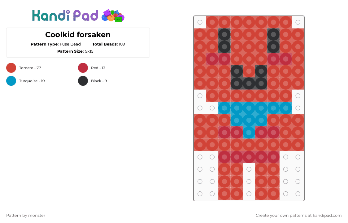 Coolkid forsaken - Fuse Bead Pattern by monster on Kandi Pad - red,forsaken,roblox