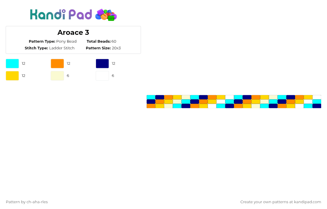 Aroace 3 - Pony Bead Pattern by ch-aha-rles on Kandi Pad - light blue,orange,purple,yellow