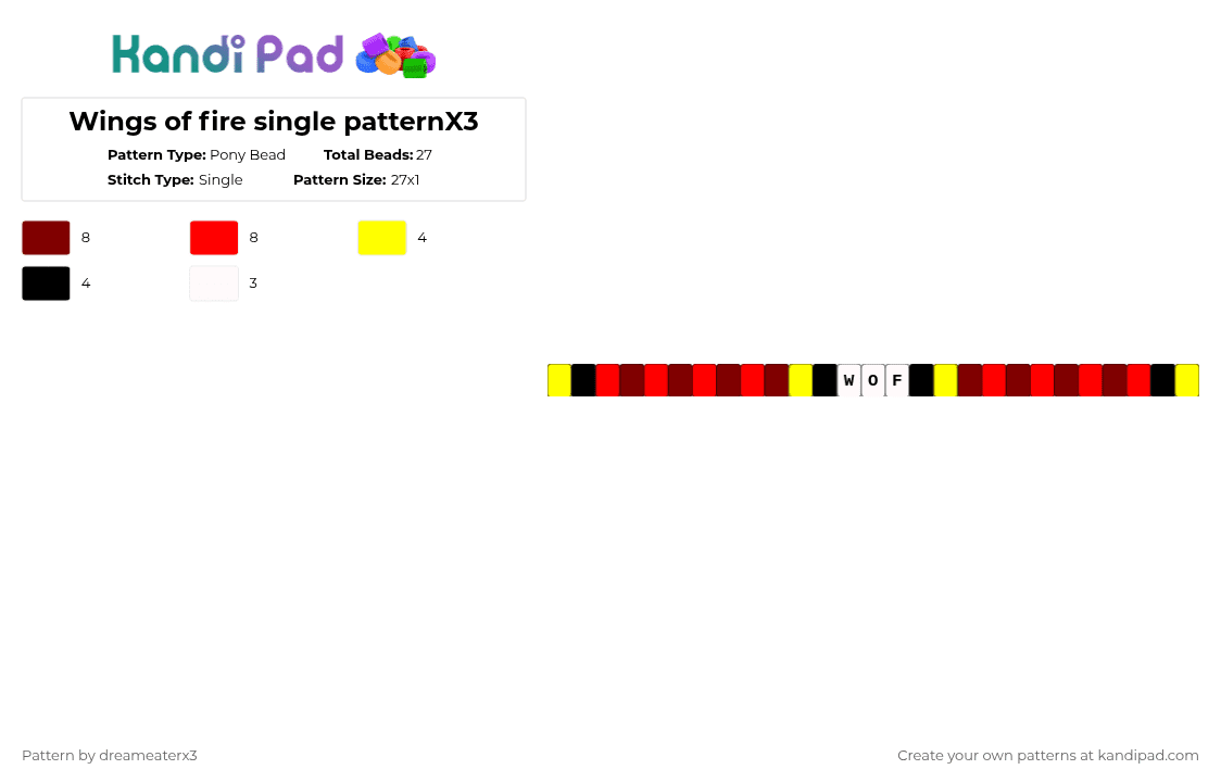 Wings of fire single patternX3 - Pony Bead Pattern by dreameaterx3 on Kandi Pad - brown,red,wings of fire,wof,single,wof single